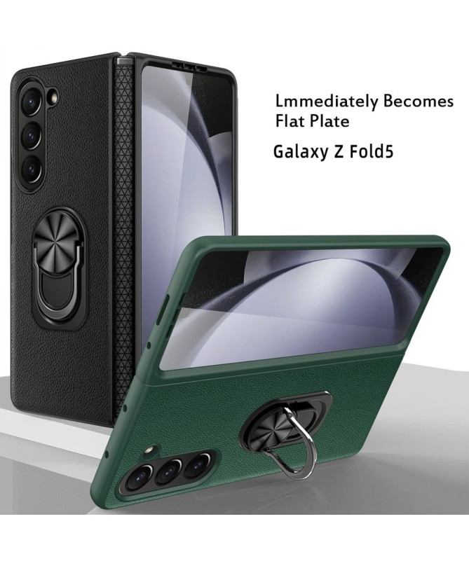 Coque Samsung Galaxy Z Fold 5 avec Anneau Support et Film en Verre Trempé