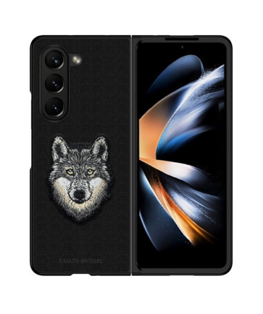 Coque Samsung Galaxy Z Fold 5 Loup - Broderie Protectrice, Noir