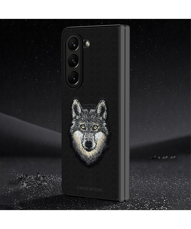 Coque Samsung Galaxy Z Fold 5 Loup - Broderie Protectrice, Noir