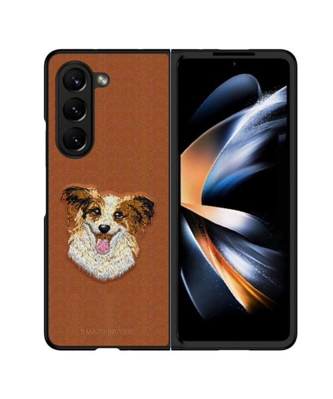 Coque Samsung Galaxy Z Fold 5 Motif Chien Brodé