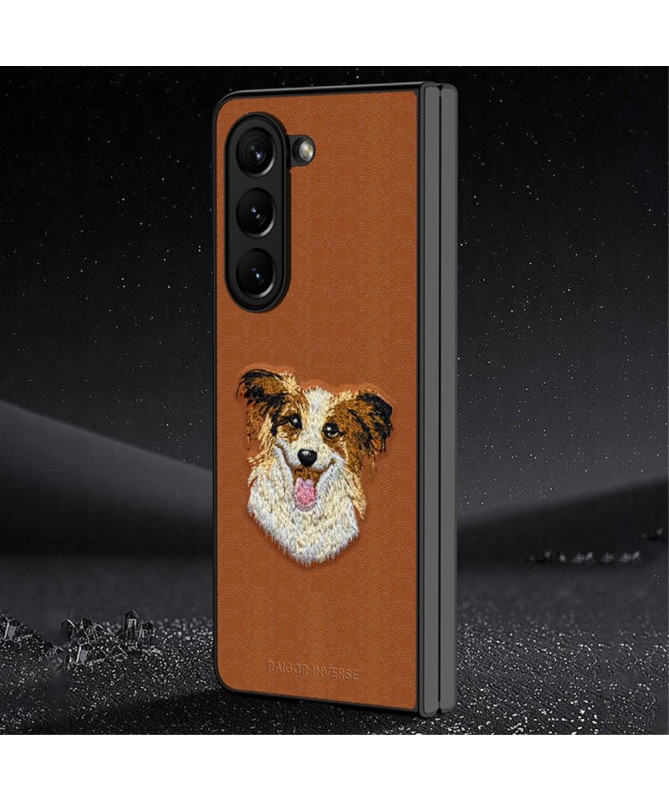 Coque Samsung Galaxy Z Fold 5 Motif Chien Brodé