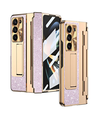 Coque Samsung Galaxy Z Fold 5 Paillettes avec Support et Film en Verre Trempé