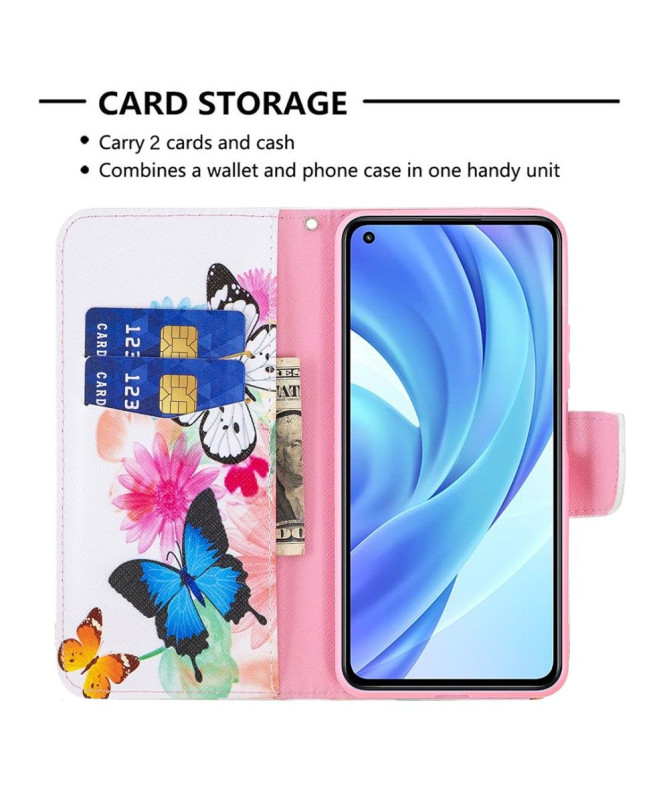 Housse Xiaomi 11 Lite 5G NE / Mi 11 Lite / Lite 5G papillons et fleurs colorées