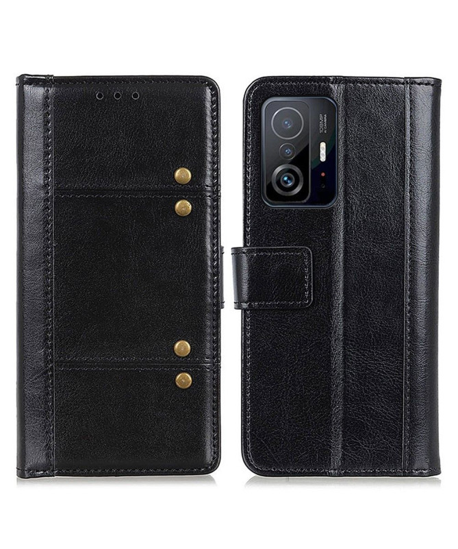 Housse Xiaomi 11T / 11T Pro effet cuir avec rivets