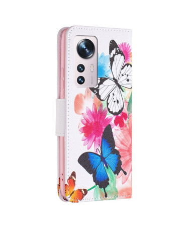 Housse Xiaomi 12 / 12X papillons et fleurs colorées