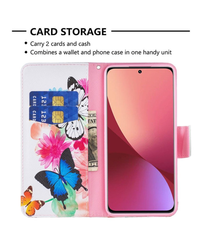 Housse Xiaomi 12 / 12X papillons et fleurs colorées