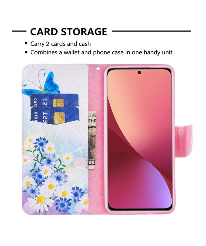 Housse Xiaomi 12 / 12X papillon et marguerites
