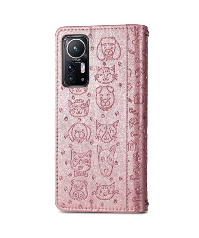 Housse Xiaomi 12 / 12X effet cuir animaux en relief