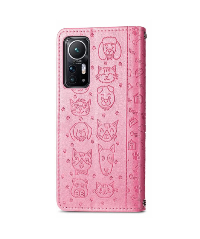 Housse Xiaomi 12 / 12X effet cuir animaux en relief