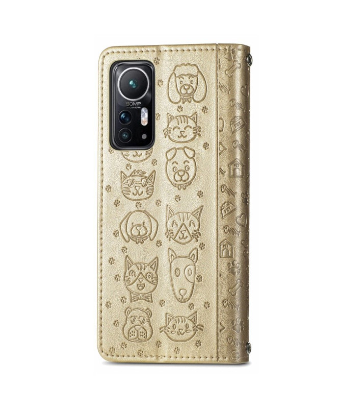 Housse Xiaomi 12 / 12X effet cuir animaux en relief