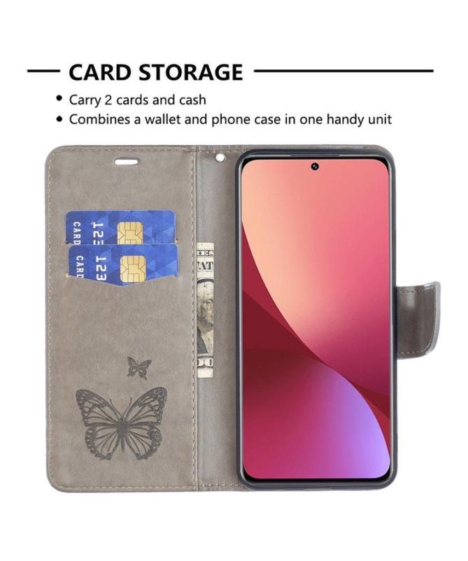 Housse Xiaomi 12 / 12X papillons fonction support