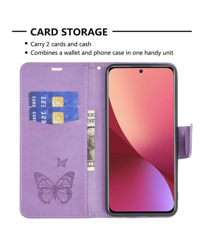 Housse Xiaomi 12 / 12X papillons fonction support