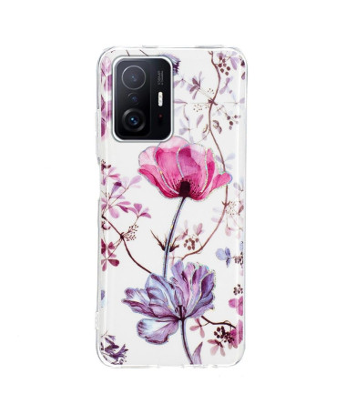 Coque Xiaomi 11T / 11T Pro silicone fleur violette