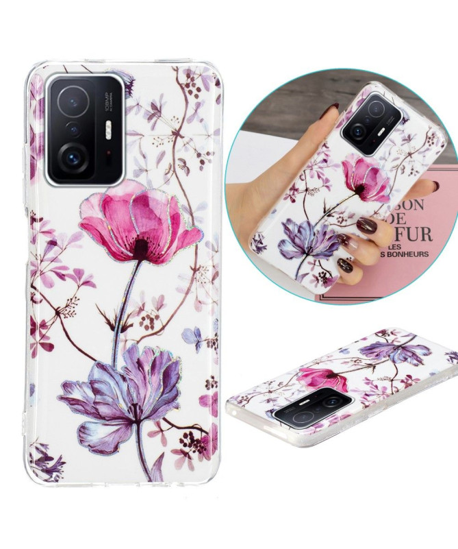 Coque Xiaomi 11T / 11T Pro silicone fleur violette