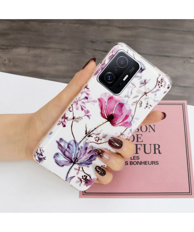 Coque Xiaomi 11T / 11T Pro silicone fleur violette