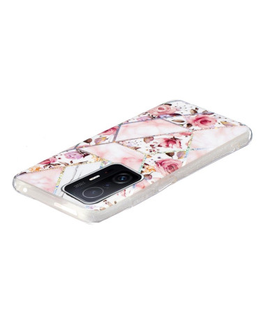 Coque Xiaomi 11T / 11T Pro silicone marbre et fleurs