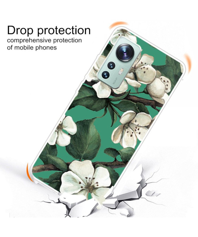 Coque Xiaomi 12 Pro Fleurs Blanches