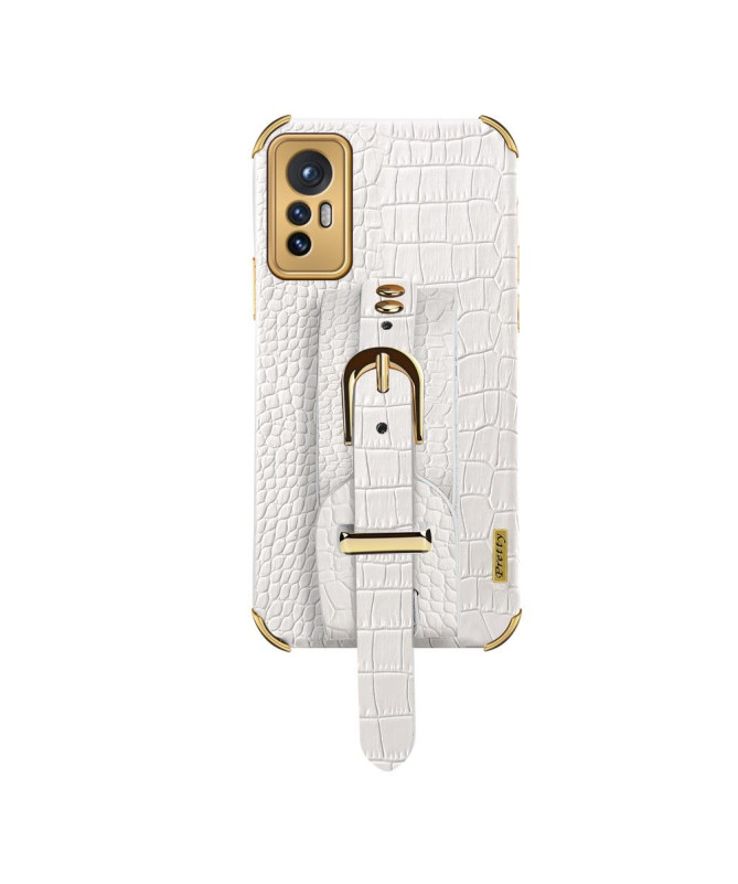 Coque Xiaomi 12 Pro Effet Croco avec Sangle