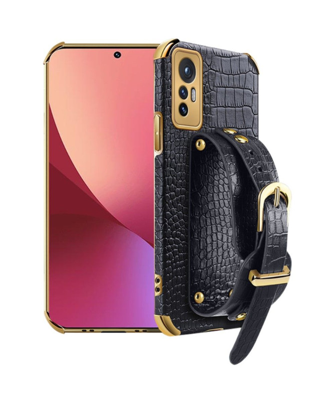 Coque Xiaomi 12 Pro Effet Croco avec Sangle