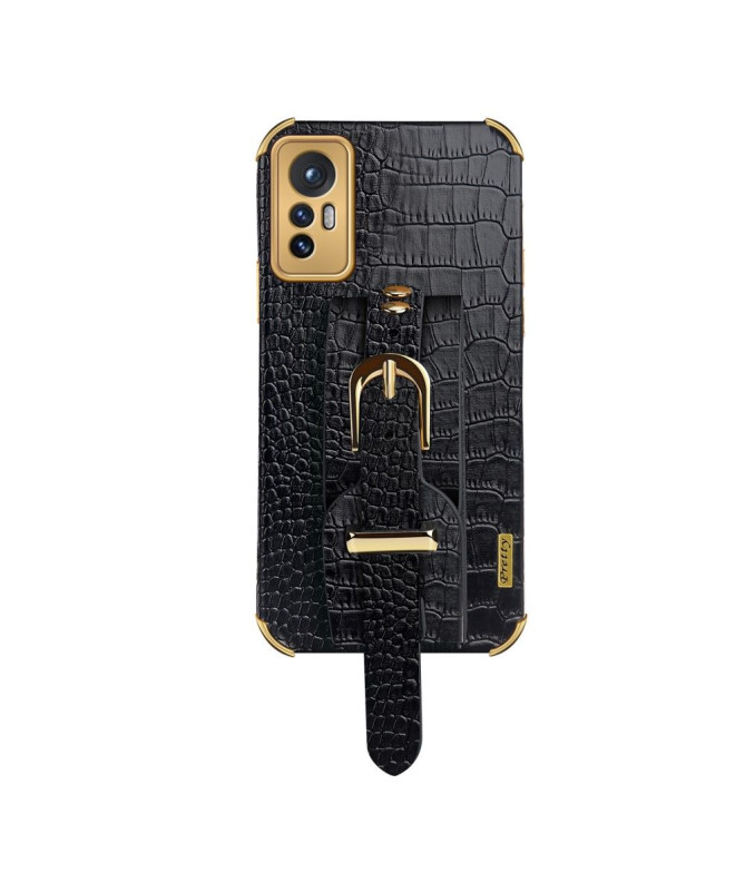 Coque Xiaomi 12 Pro Effet Croco avec Sangle