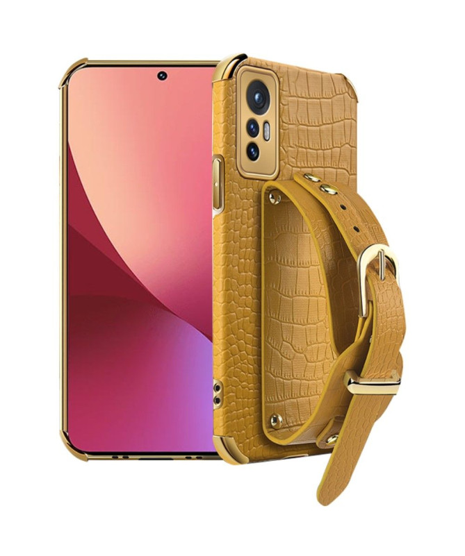 Coque Xiaomi 12 Pro Effet Croco avec Sangle