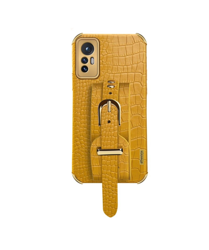 Coque Xiaomi 12 Pro Effet Croco avec Sangle