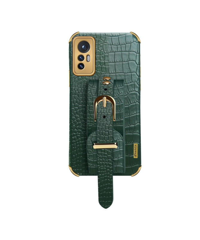 Coque Xiaomi 12 Pro Effet Croco avec Sangle