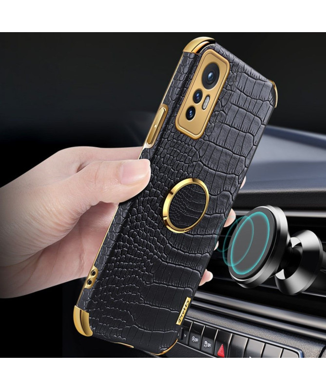 Coque Xiaomi 12 Pro Effet Croco avec Anneau