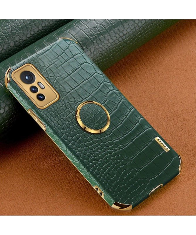 Coque Xiaomi 12 Pro Effet Croco avec Anneau