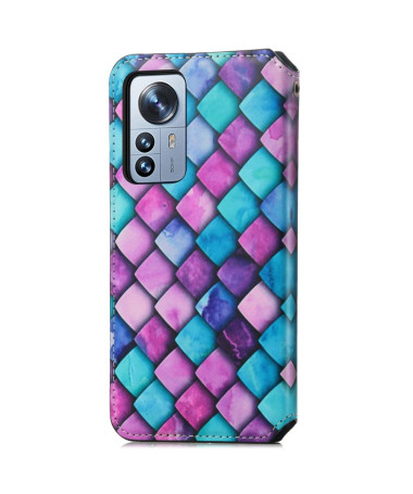 Housse Xiaomi 12 Pro Rabat Flip écaille coloré