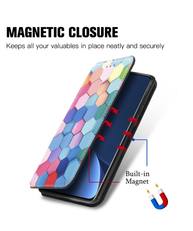 Housse Xiaomi 12 Pro Rabat Flip Nid d'Abeille Coloré