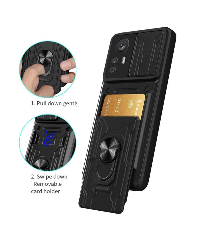 Coque Xiaomi 12 Pro Camera Slide Fonction Support + Porte-Carte