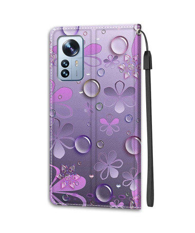 Housse Xiaomi 12 Pro Illustration fleurs violettes