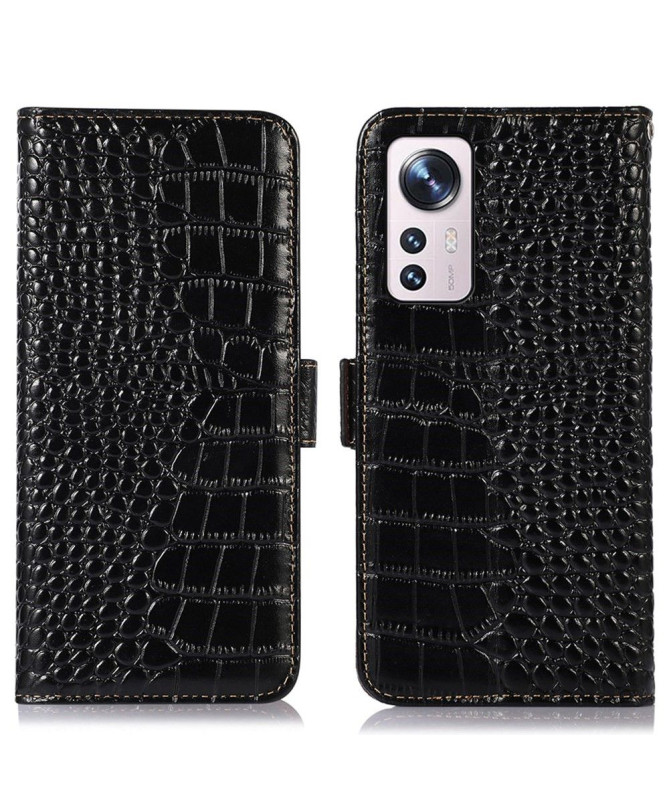 Housse Xiaomi 12 Pro Cuir véritable aspect croco