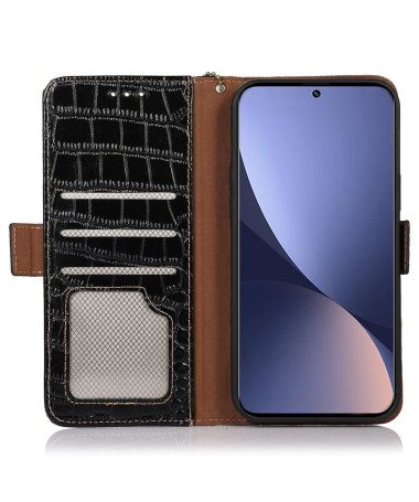 Housse Xiaomi 12 Pro Cuir véritable aspect croco