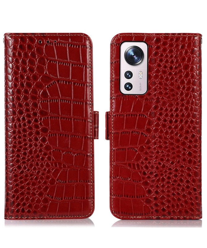 Housse Xiaomi 12 Pro Cuir véritable aspect croco