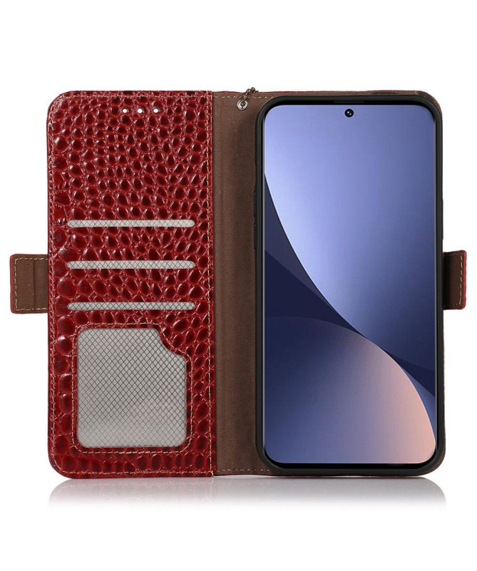 Housse Xiaomi 12 Pro Cuir véritable aspect croco