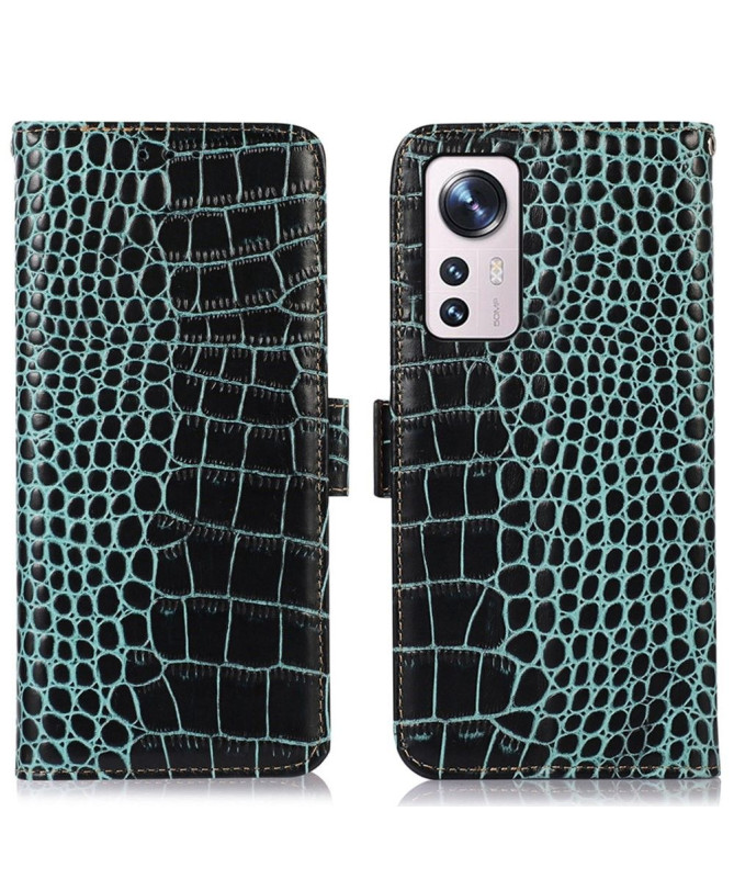 Housse Xiaomi 12 Pro Cuir véritable aspect croco