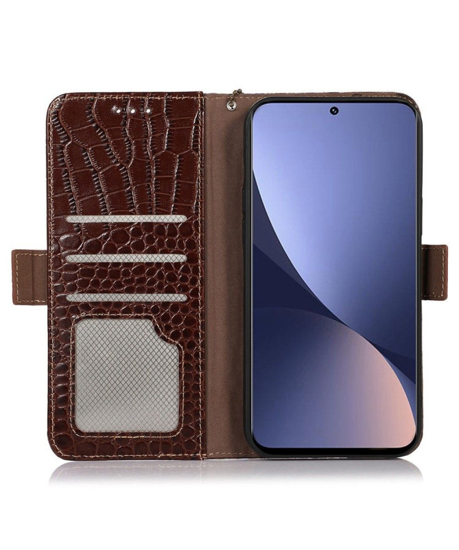 Housse Xiaomi 12 Pro Cuir véritable aspect croco