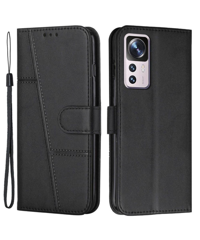 Housse Xiaomi 12T / 12T Pro Lines effet cuir rétro