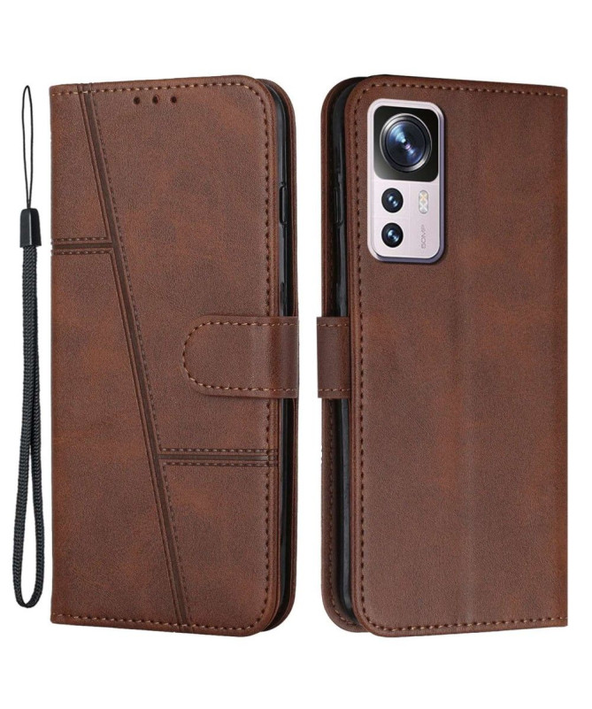 Housse Xiaomi 12T / 12T Pro Lines effet cuir rétro