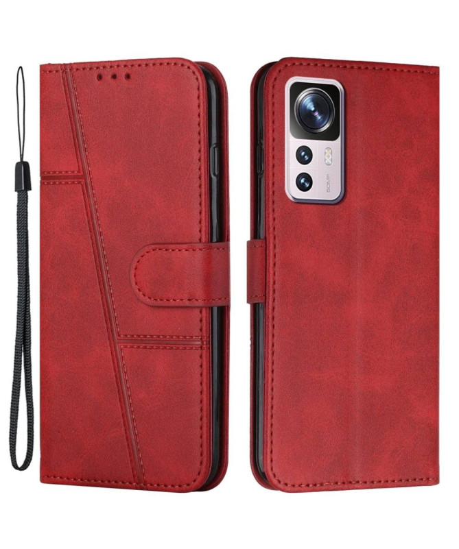 Housse Xiaomi 12T / 12T Pro Lines effet cuir rétro