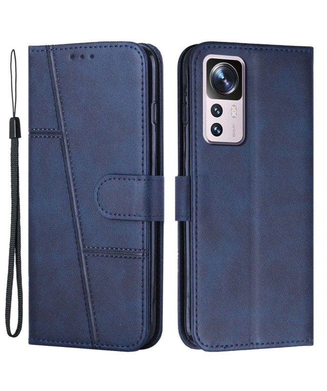 Housse Xiaomi 12T / 12T Pro Lines effet cuir rétro