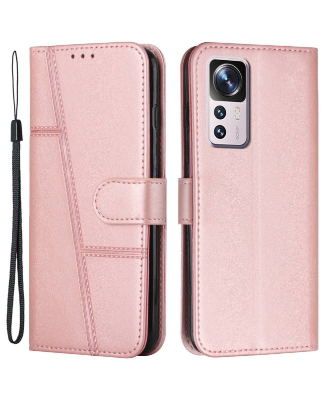 Housse Xiaomi 12T / 12T Pro Lines effet cuir rétro
