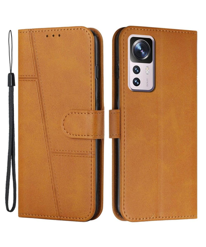 Housse Xiaomi 12T / 12T Pro Lines effet cuir rétro