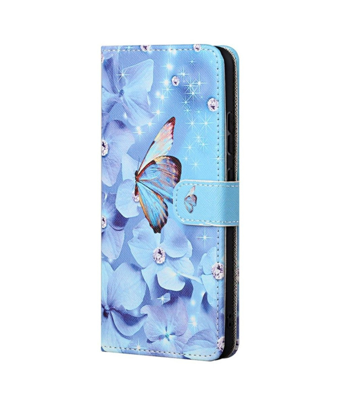 Housse Xiaomi 12T / 12T Pro Papillon et fleurs bleues