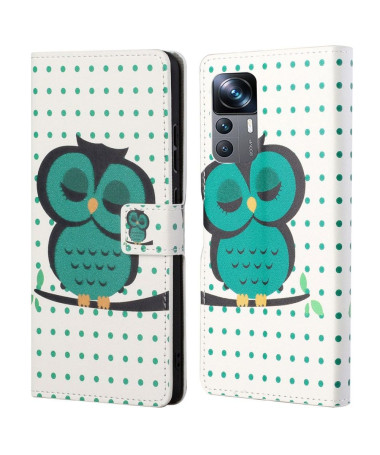 Housse Xiaomi 12T / 12T Pro hibou et motifs à pois