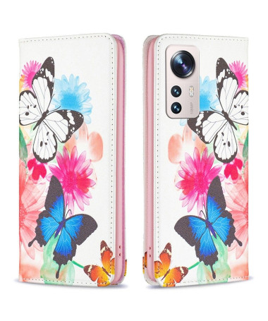 Flip cover Xiaomi 12 Lite Papillons et Fleurs Colorées