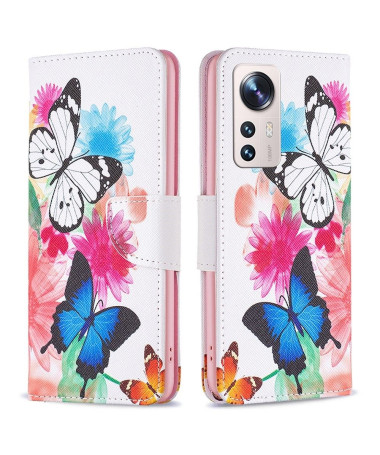 Housse Xiaomi 12 Lite Papillons et fleurs colorées