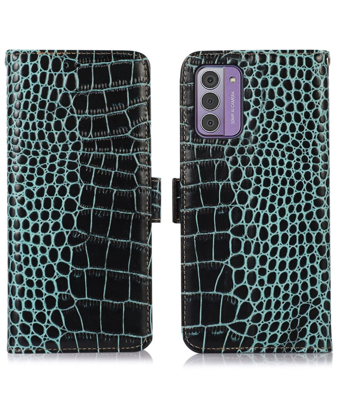 Housse Nokia G42 Cuir véritable aspect croco